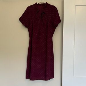 Elegant Burgundy Polka Dot Dress